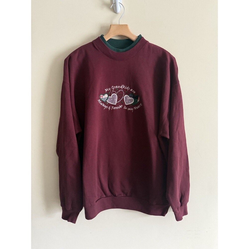 Vintage Grandma Grandkids Embroidered Crewneck‎ Sweatshirt Size 1X 90s Cottage